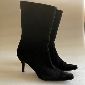 Stuart Weitzman 3.5” heeled black suede boots, size 11.5B